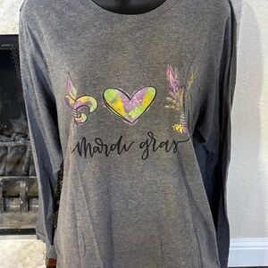 Gray Mardi Gras Long Sleeve Tee